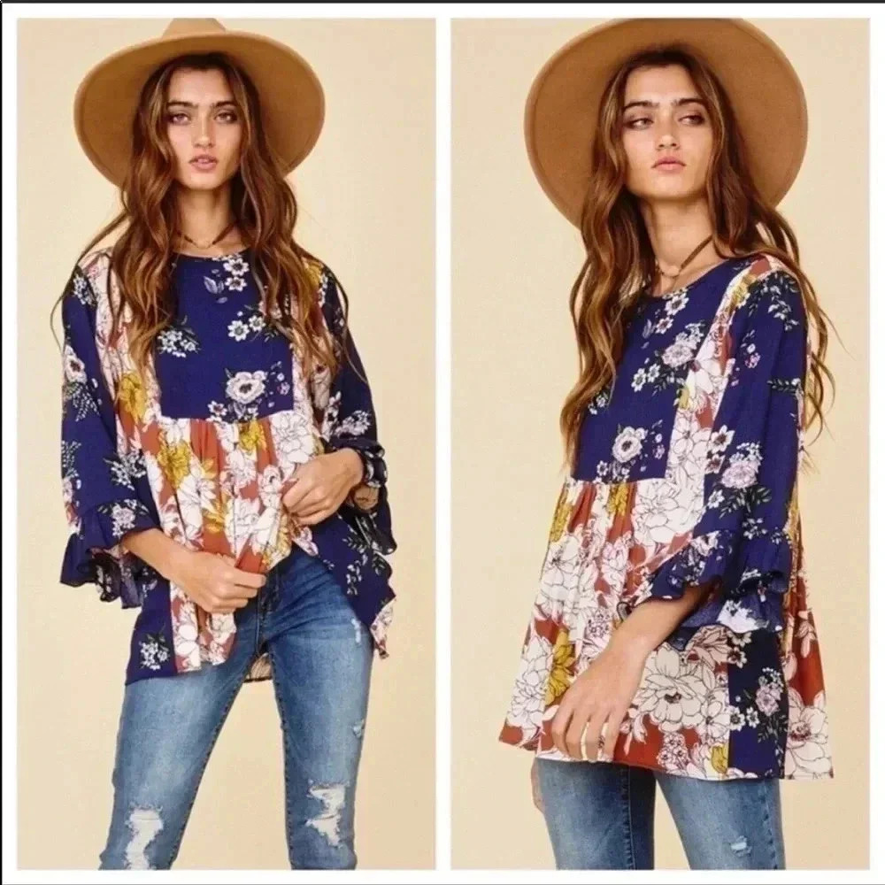 Ces Femme Floral Boho Tunic